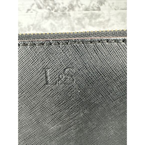 LO & SONS Saffiano Wristlet Pouch Wallet Phone Case Black Leather - Picture 3 of 12